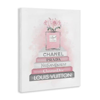 Stupell Industries 'Pink Roses Perfume Bottle Glam Fashion'| Canvas Art - color: Glam Perfume Roses, size: 20"L x 16"W