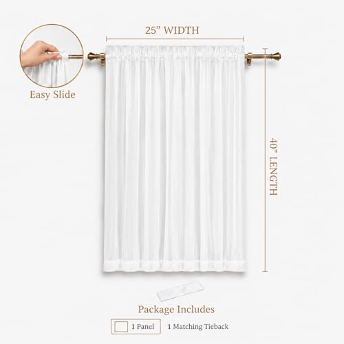 Aquazolax Sheer Door Curtains Light Filtering, Solid Voile Curtain with Top and Bottom Rod Pocket for Front Sidelight French Small Windows, Privacy Curtain that Let Light in, 25" x 40", Pure White - color: Sheer| Pure White, size: 25"W x 40"L (Pack of 1)