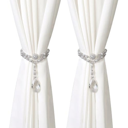 SUQ I OME Luxury Magnetic Curtain Tieback, Crystal Mixed Pearl - color: Pearl Mixed Crystal