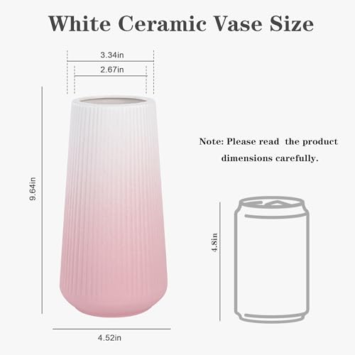 Gradient Pink Ceramic Vase, GUKJOB Cute Flower Vase for Pampas Grass, Home, Living Room, Dining Table, Farmhouse, Office Decor, Bedroom, Table, and Kitchen Shelf (XL Gradient Pink) - color: XL Gradient Pink - 1pc