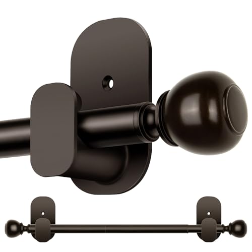 USFOOK Bronze Curtain Rods No Drilling 16 to 30 Inch, Adhesive Window Rod - color: Bronze, size: 16-30"