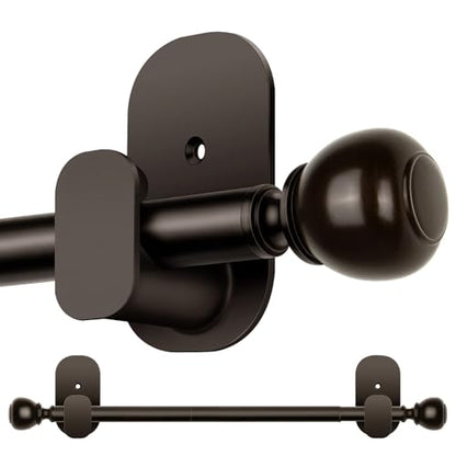 USFOOK Bronze Curtain Rods No Drilling 16 to 30 Inch, Adhesive Window Rod - color: Bronze, size: 16-30"