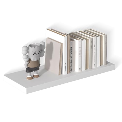 12 Inch Deep Floating Shelves, 30" W x 12" D Wood Floating Shelves for Wall, Large Storage Space Wall Mount Shelf with Invisible Brackets for Living Room Kitchen Bathroom, 1 Pack, White - color: White, size: 30 Inch