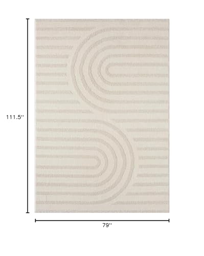 LUXE WEAVERS Modern Geometric High Low Area Rug Cream 6x9 - color: Cream, size: 6' x 9' (Rectangular)