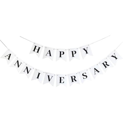 Happy Anniversary Banner - White Wedding Party Decorations Birthday Party Supplies