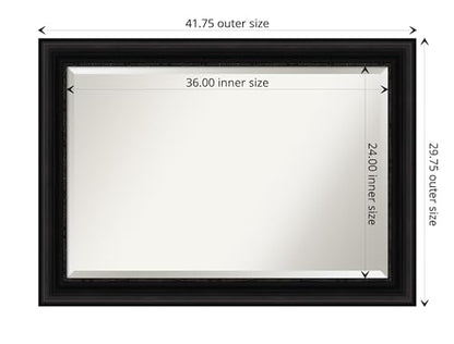 Amanti Art 오버 싱크대용 블랙 욕실 거울, 76.2 x 106.7cm(30 x 42인치) 팔러 블랙 직사각형 화장대 거울, 대형 전통 프레임, 수평 및 수직으로 걸 수 있음, 욕실 벽 장식, 경사진 가장자리 - color: 팔러 블랙, size: 42"L x 30"W