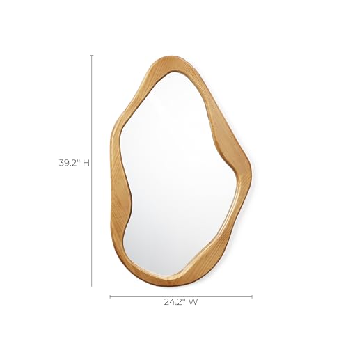 LuxenHome Asymmetrical Wall Mirror with Natural Pine Wood Frame - color: Irregular Asymmetrical