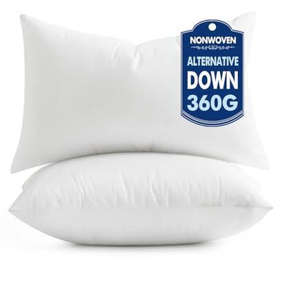 MIULEE Set of 2 Throw Pillow Inserts 12x20 Inch with 100% Virgin Filling - size: 12x20