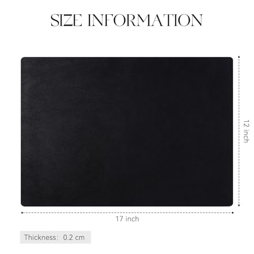 MOSAYT Vinyl Faux Leather Placemats, Set of 6, Black - color: Black