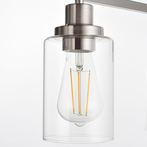 MELUCEE 5-Light Bathroom Vanity Light Brushed Nickel with Clear Glass Shade - color: Brushed Nickel, size: 5-Light