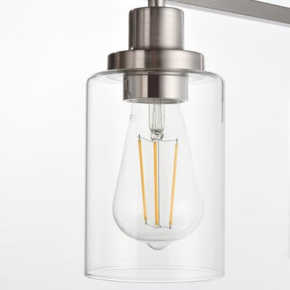 MELUCEE 5-Light Bathroom Vanity Light Brushed Nickel with Clear Glass Shade - color: Brushed Nickel, size: 5-Light