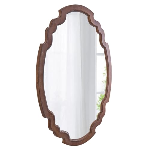 Hanging Farmhouse Oval Mirrors for Wall Decor 16 X 22 Inch - color: Oval, Wood, 15.7 X 22.4