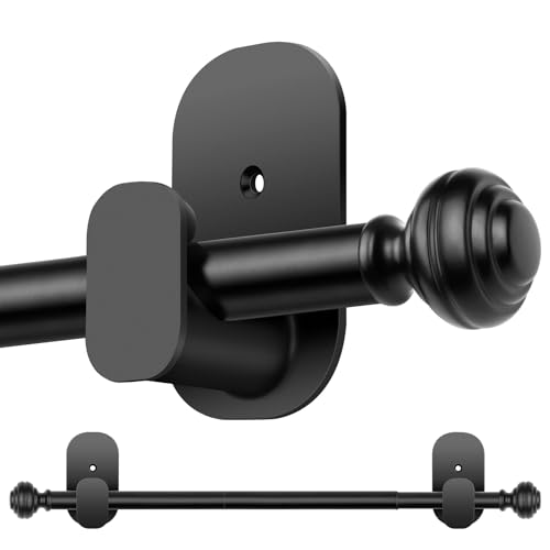 KAMANINA Curtain Rods No Drilling for Windows 32 to 86 Inches, 5/8 Inch Adjustable Renter Friendly Curain Rod with 3M Adhesive Brackets without Drilling, Black (Pack of 4) - color: Black, size: 32-86" (Pack of 4)
