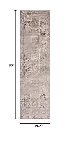 SAFAVIEH Vintage Collection Runner Rug - 2'2" x 8', Mouse, Oriental Distressed Viscose Design, Ideal for High Traffic Areas in Living Room, Bedroom (VTG127-3110)
