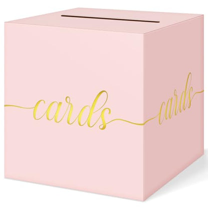 QIKSION Elegant Pink Card Box for Party, Gold Foil Baby Shower Card Box - color: Z07 Pink