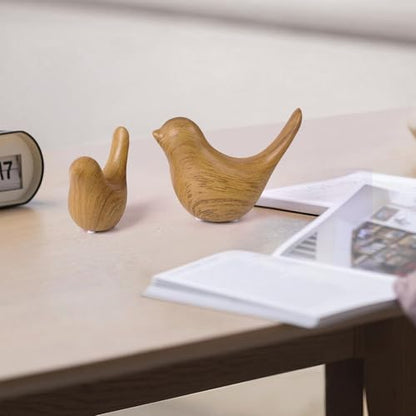 Notakia Wood Look Ceramic Bird Figurines Set of 2 Small Bird Statues - color: 2pcs Wood-look