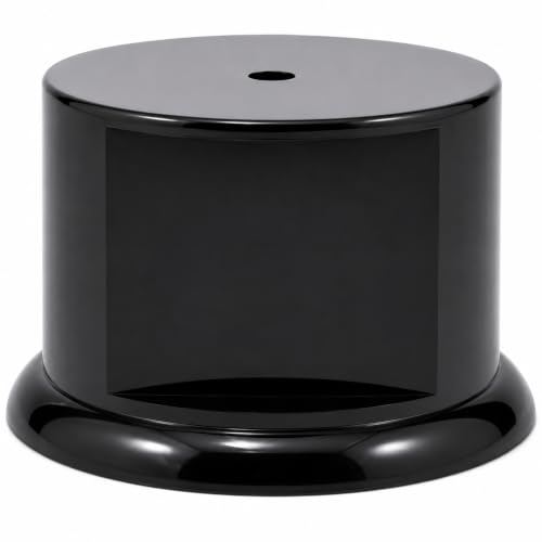 Premium Black Gloss Display Pedestal Base – Weighted Round Stand for Trophies, Figurines & Crafts - size: Large