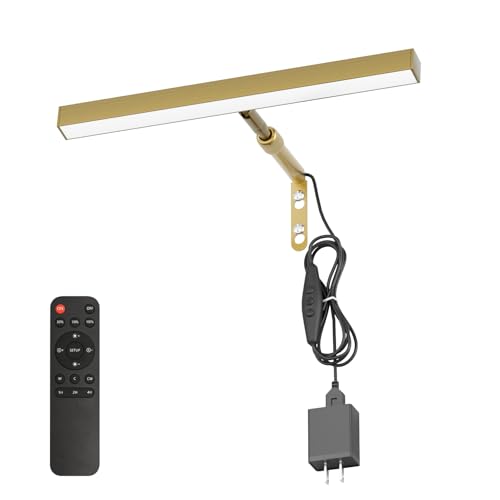 4W Plug in Picture Light for Paintings with Remote Control, 12" LED Art Display Lighting for Gallery, Dartboard, Artwork, Gold Wall Mounted Picture Frame Light - color: Gold, size: 12 inch