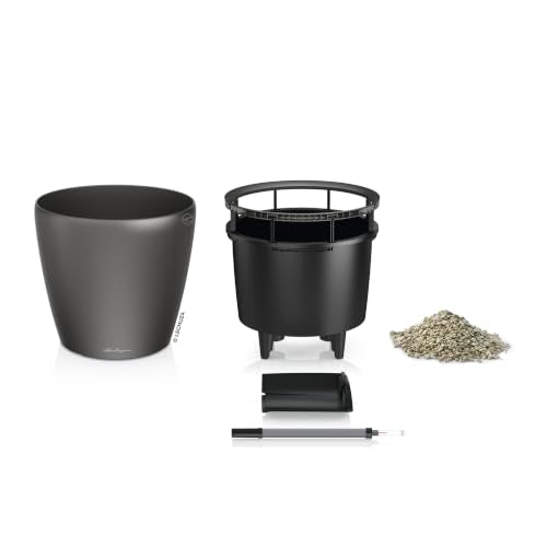 Lechuza 16063 Classico LS 35 Self-Watering Planter, Charcoal Metallic - color: Charcoal Metallic, size: D35 H33 cm