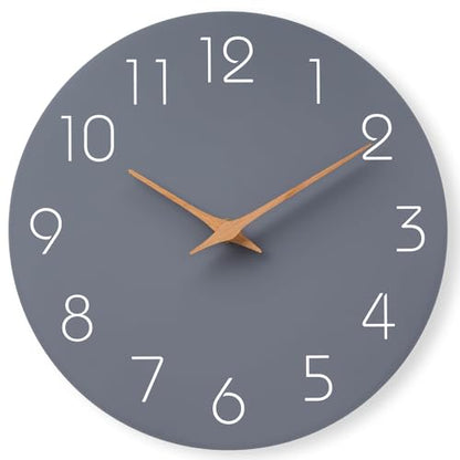 Mosewa Wall Clock 12" Silent Non-Ticking Battery Operated Modern Simple - color: C_gray, size: 12 Inch