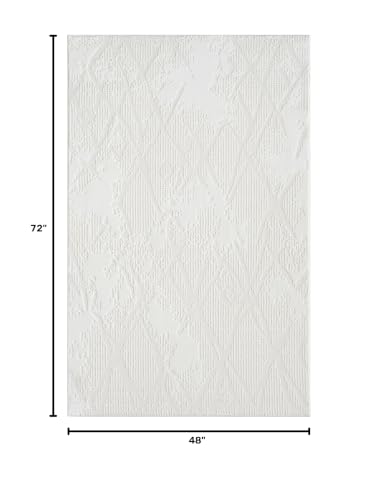 4x6 Cream Modern Geometric Area Rug for Living Room, Bedroom - color: 1003 - Cream, size: 4' x 6' (Rectangular)
