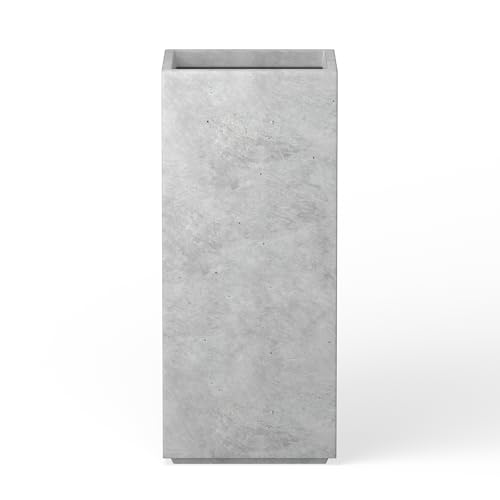 Kante Small Column Square Pale Gray Concrete Planter 19.9" H, Outdoor - color: Natural Concrete, size: 19.9" H