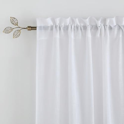 RYB HOME Brass Curtain Rod, 1 Inch Long Steel Telescoping Leaf Design - color: Antique Brass, size: 72-144"