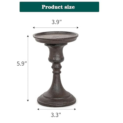 Sungmor Rustic Cast Iron Pillar Candle Holder, 5.9 Inches Tall - color: Small - 5.9inch Tall