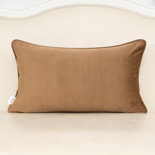Alerfa Green Brown Floral Throw Pillow Cover 12 x 20 Inch Cut Velvet Rectange Luxury Decorative Lumbar Pillow Cover for Couch Living Room Bedroom - color: Green Brown, size: 20" x 12" (Pack of 1)
