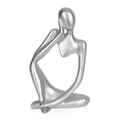 Sandstone Resin Thinker Statue Style Abstract Sculpture, Silver, Left - color: Small Silver, size: Left 1pc