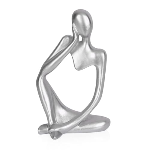 Sandstone Resin Thinker Statue Style Abstract Sculpture, Silver, Left - color: Small Silver, size: Left 1pc