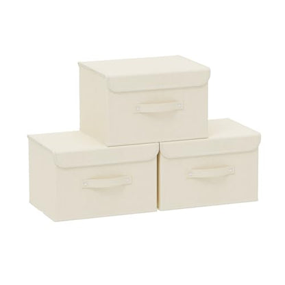 Cloth Storage Baskets with Handles,Beige 10.2x7.9x6.7in,3 Pack - color: Beige, size: 10.2x7.9x6.7in(3-pack)