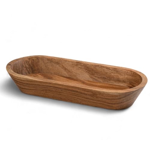 Mie Creations 16.5'' Large Wooden Dough Bowl for Decor, Table Centerpiece