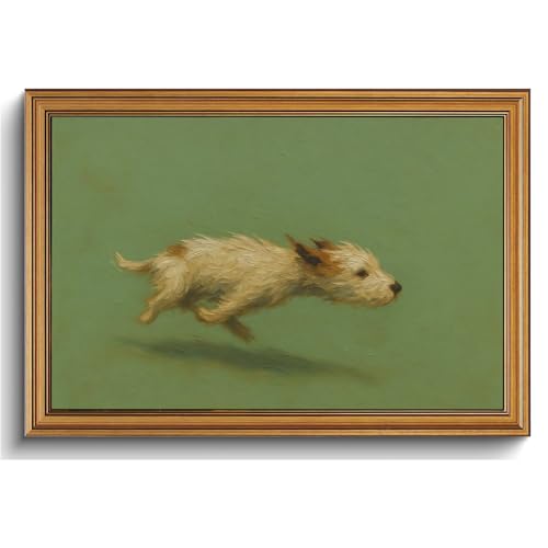 Vintage Gold Framed Dog Wall Art Whimsical Animal Pictures Wall Decor - color: Dog, size: 24"L x 16"W