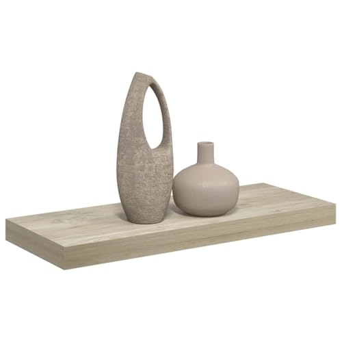 Floating Wall Shelf Oak 23.6x9.3x1.5 Honeycomb MDF Metal Frame Invisible Mount Modern Display for Living Room Bedroom Kitchen Hallway - color: Brown, size: 23.6" x 9.3" x 1.5"