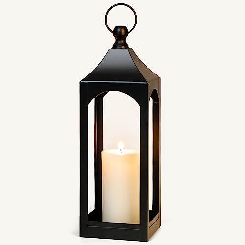 Modern Farmhouse Lantern Decor Metal Decorative Hanging Candle Lanterns - size: Medium