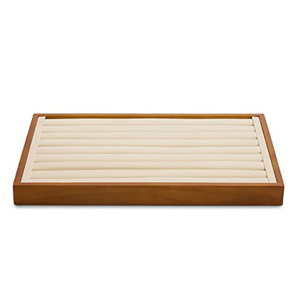 Oirlv 8 Line Wood Ring Storage Tray Jewelry Drawer Organizer Showcase Ring Earrings Display Holder(Creamy-white) - color: Creamy-white ring tray