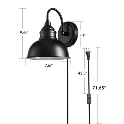 Mini Gooseneck Wall Sconce, 2-Way Mount with Switch, Black - color: Black