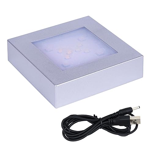 LED Multimodal Multicolor Light Stand Base Silver - Square Display Base for 3D Crystal Glass Art - LED Light Base and Crystal Display Stand - USB/Battery Powered Crystal Stand - color: C-multi-mode Silver Base