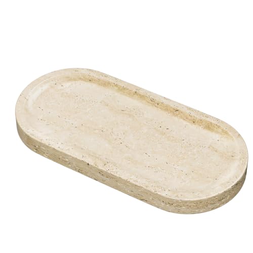 Decorative Trays with Natural Patterns,9.8x4.7x0.7in,Travertine - color: Travertine