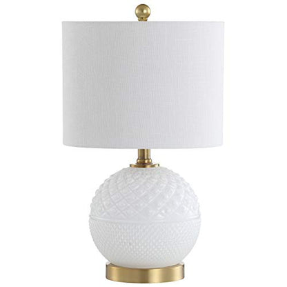 JONATHAN Y Julienne Hobnail Glass/Metal Table Lamp 20.5", White/Brass Gold