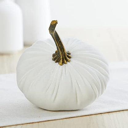Your Heart's Content Set of 4 Small Velvet Pumpkins (Sm 2Indigo Navy Ivory) - color: Sm 2indigo Navy Ivory