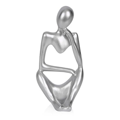 Sandstone Resin Thinker Statue Style Abstract Sculpture, Silver, Right - color: Small Silver, size: Right 1pc