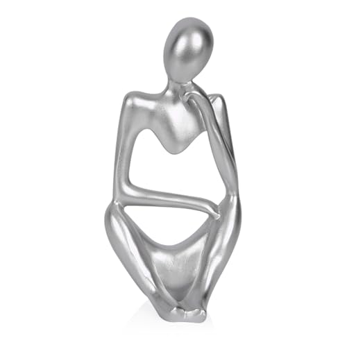 Sandstone Resin Thinker Statue Style Abstract Sculpture, Silver, Right - color: Small Silver, size: Right 1pc