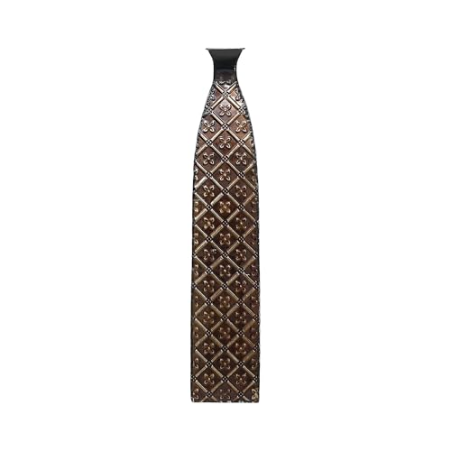 Hosley 24.5 Inch High Multi Colored Metal Embossed Floor Vase. Ideal Gift for Floral Arrangements Weddings Party Spa Reiki Meditation Settings with Dried Flowers - color: Brown 1