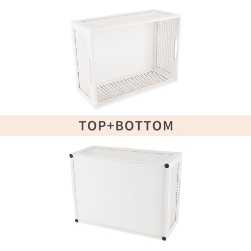 White Wooden Storage Baskets with Handle, Rectangular Set of 2 - color: White, size: Large & Small (Set of 2)