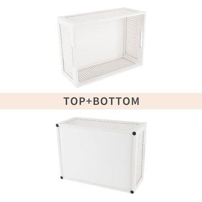 White Wooden Storage Baskets with Handle, Rectangular Set of 2 - color: White, size: Large & Small (Set of 2)