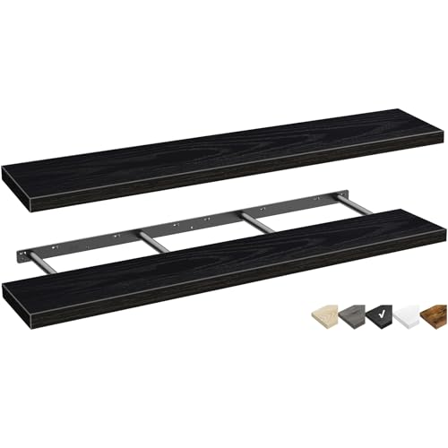 QEEIG Extra Long Floating Shelves for Wall (Black, Set of 2, 55.1") - color: B. Black, size: 55.1"