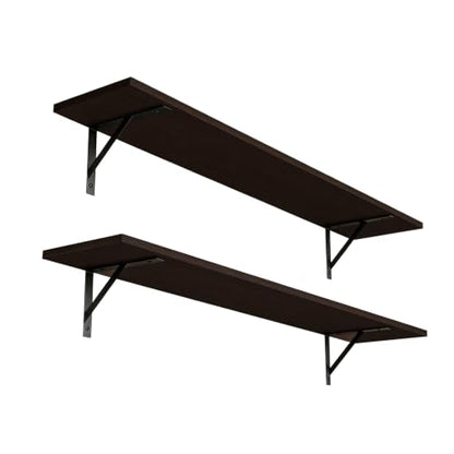 DINZI LVJ Long Wall Shelves, 39.4 Inch Wall Mounted Shelves with Brackets - color: Espresso, size: 39.4 Inch