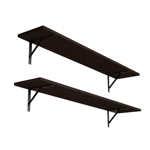 DINZI LVJ Long Wall Shelves, 39.4 Inch Wall Mounted Shelves with Brackets - color: Espresso, size: 39.4 Inch